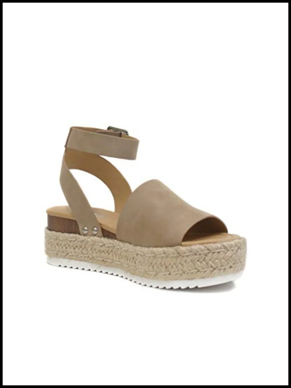 Open Toe Buckle Ankle Strap Espadrilles Flatform Wedge Sandal